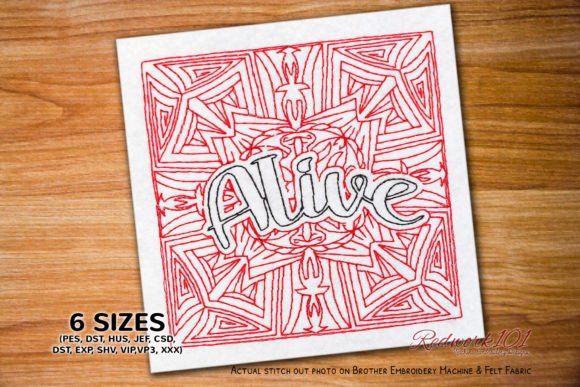 Alive Word Redwork Embroidery: A Stylish Addition