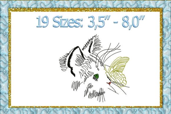 Cat with a Butterfly: A Charming Embroidery Design