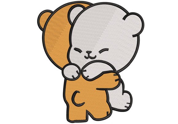 Charming Adorable Bear Couple Embroidery