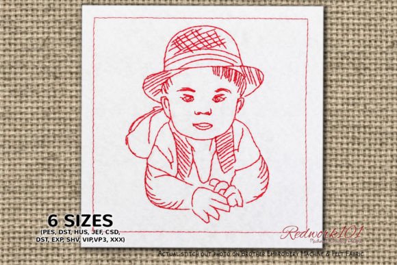 Charming Baby with Hat Embroidery Design