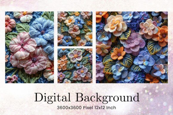 Charming Flower Embroidery Background Wallpaper