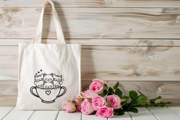 Cute Cats in Cup Embroidery: A Charming Design