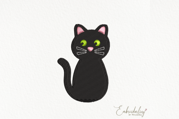 Cute Halloween Cat for Festive Embroidery Projects