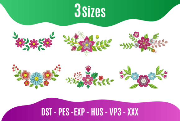 Floral Borders Embroidery Design Bundle