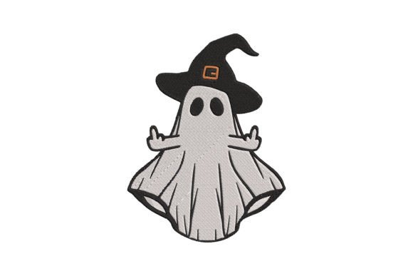 Halloween Witch Ghost Embroidery Design