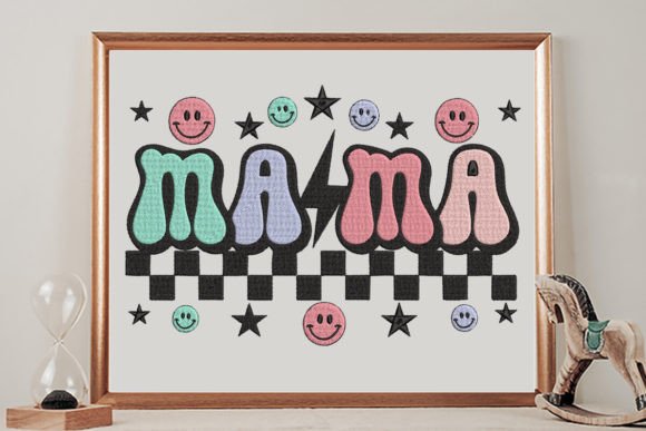Mama Smiley Emoticon: A Charming Embroidery Design