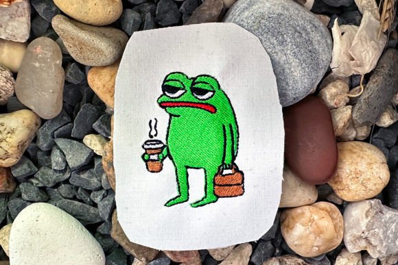Morning Frog Embroidery: A Charming Design