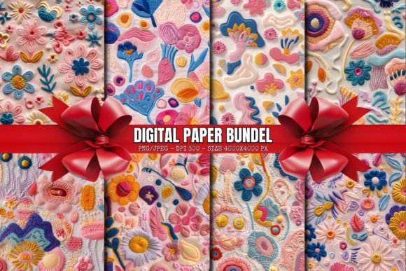 Reviewing Embroidery Flower Digital Papers