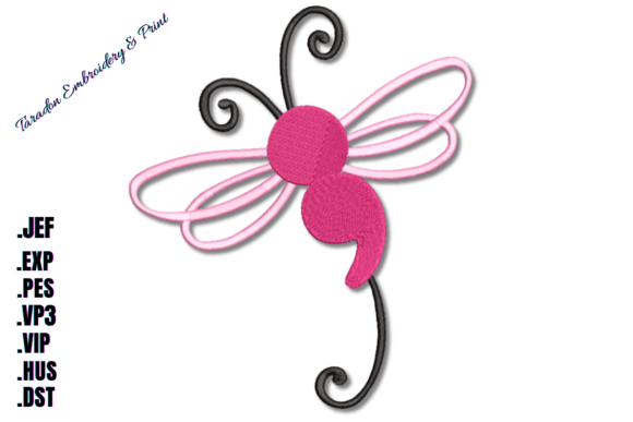 Semicolon Dragonfly - Elegant Embroidery Design