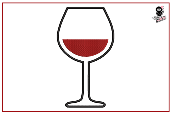 Wine Glass Mini Embroidery Design for Seasonal Charm
